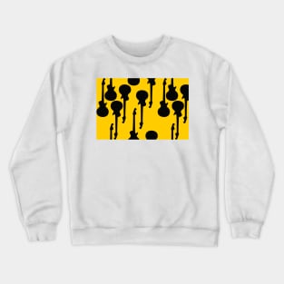 Guitar Pattern Yellow Long Crewneck Sweatshirt